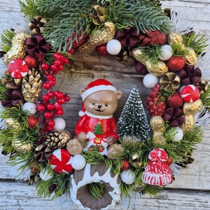 Maci kopogtató - karácsony - adventi díszek - adventi ajtódísz - Meska.hu