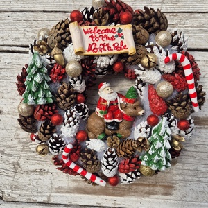 Skót marhás kopogtató, Karácsony, Karácsonyi lakásdekoráció, Karácsonyi ajtódíszek, Festett tárgyak, Gipszöntés, MESKA