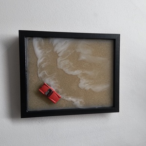 3D Falikép piros kisautó - Meska.hu