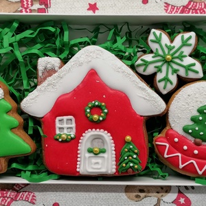 Karácsonyi mézeskalács szett házikós - karácsony - mikulás - mikulás ajándékok - Meska.hu