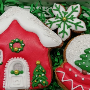 Karácsonyi mézeskalács szett házikós - karácsony - mikulás - mikulás ajándékok - Meska.hu