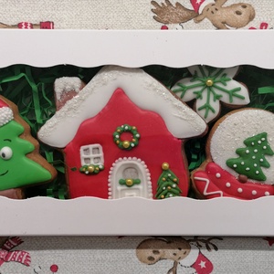 Karácsonyi mézeskalács szett házikós - karácsony - mikulás - mikulás ajándékok - Meska.hu