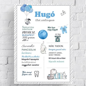 Kisállatos szülinapi poszter - Babaposzter - Első szülinapom poszter - Meska.hu