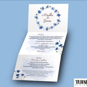 Búzavirágos esküvői meghívó - esküvői grafika - A6 leporello - esküvő - meghívó & kártya - meghívó - Meska.hu