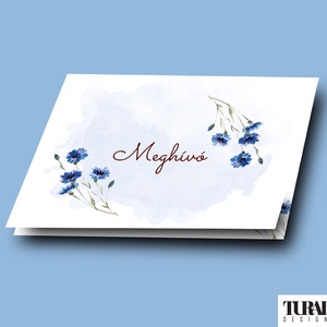 Búzavirágos esküvői meghívó - esküvői grafika - A6 leporello - esküvő - meghívó & kártya - meghívó - Meska.hu