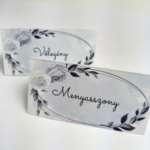 Esküvői ültetőkártya - kék, virágos - esküvő - meghívó & kártya - ültetési rend - Meska.hu