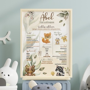 Erdei állatos, őszi hangulatú, természetbarát babaposzter - Meska.hu
