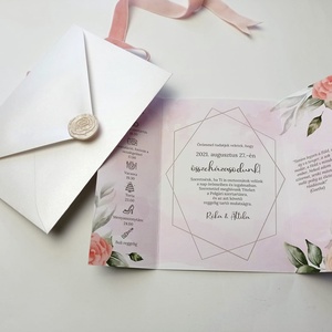 Esküvői meghívó - romantikus, virágos - Meska.hu