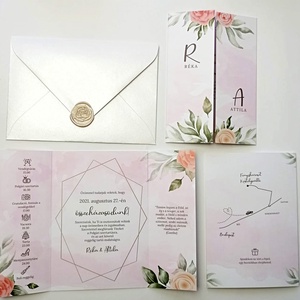 Esküvői meghívó - romantikus, virágos - esküvő - meghívó & kártya - meghívó - Meska.hu