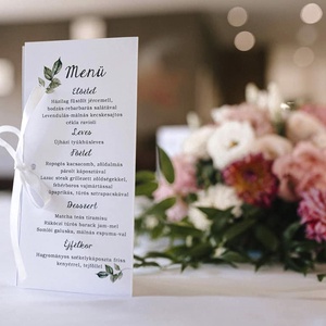 Esküvői menükártya - rózsás - esküvő - meghívó & kártya - menü - Meska.hu