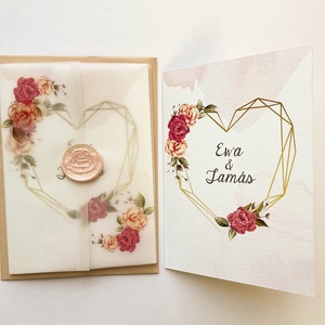 Pausz borítós esküvői meghívó viaszpecséttel - esküvő - meghívó & kártya - meghívó - Meska.hu