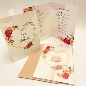 Pausz borítós esküvői meghívó viaszpecséttel - esküvő - meghívó & kártya - meghívó - Meska.hu