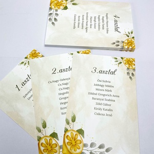 Citromos ültetőkártyák csipeszes táblához, Esküvő, Meghívó & Kártya, Ültetési rend, Fotó, grafika, rajz, illusztráció, MESKA