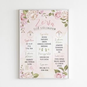 Viragos, rózsaszín babaposzter, Otthon & Életmód, Babaszoba, gyerekszoba, Babaszoba kép, Fotó, grafika, rajz, illusztráció, MESKA