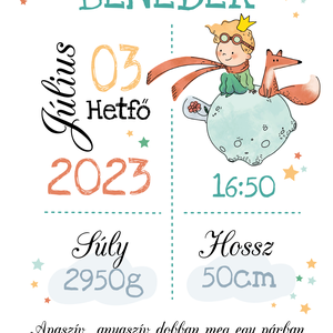 Kisherceg születési poszter, Baba - mama, Babaszoba dekoráció, Babaposzter, Fotó, grafika, rajz, illusztráció, MESKA