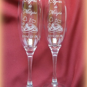 Eljegyzés, esküvő- pezsgős pohár -  - Meska.hu