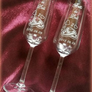 Eljegyzés, esküvő- pezsgős pohár -  - Meska.hu