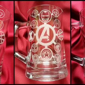 Korsó fanatikusoknak - Marvel, Otthon & Életmód, Konyhafelszerelés, tálalás, Tálalás, Pohár, Gravírozás, pirográfia, MESKA