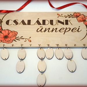 Családi ünnepeink - öröknaptár, szülinaptár , Otthon & Életmód, Dekoráció, Fali és függő dekoráció, Falinaptár & Öröknaptár, Gravírozás, pirográfia, MESKA