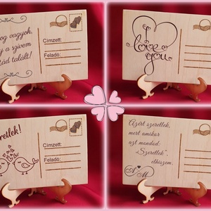 Gravírozott képeslap Valentin napra- feliratos - otthon & életmód - dekoráció - kép & falikép - fából készült kép - Meska.hu