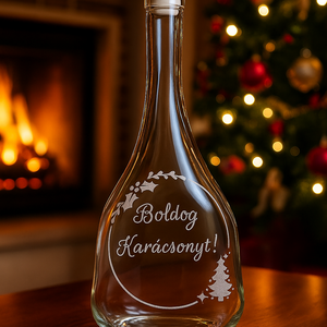 Üvegpalack karácsonyra, Otthon & Életmód, Konyhafelszerelés, tálalás, Tálalás, Pálinkás poharak, szettek, Gravírozás, pirográfia, MESKA
