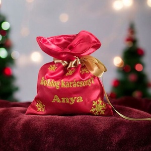 Szatén ajándékcsomagoló, Karácsony, Karácsonyi ajándékozás, Karácsonyi ajándékcsomagolás, Varrás, MESKA