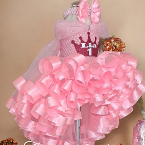 Egyedi, kézzel készített rózsaszín tütü ruha szett , Baba - mama, Babaruházat, Baba ruhák, Csomózás, MESKA