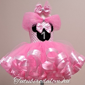 Rózsaszín masnis szülinapi tütü szett , Baba - mama, Babaruházat, Baba ruhák, Csomózás, MESKA