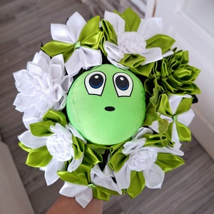 TütüDekor - Ovis ballagási csokor - Zöld/fehér emoji-s - otthon & életmód - dekoráció - virágdísz és tartó - csokor & virágdísz - Meska.hu