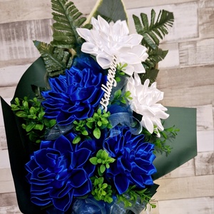 TütüDekor - Kamasz ballagási csokor - Fehér királykék hosszított - otthon & életmód - dekoráció - virágdekoráció - virágdekoráció - Meska.hu