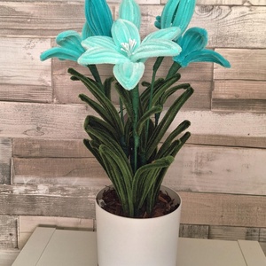 TütüDekor - Zsenília Liliom cserépben (menta színek) - otthon & életmód - dekoráció - virágdísz és tartó - csokor & virágdísz - Meska.hu