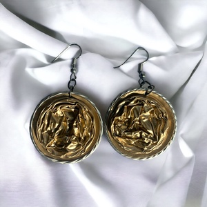 53. Aranyszínű egyedi fülbevaló újrahasznosított Nespresso kapszulából, Ékszer, Fülbevaló, Lógós kerek fülbevaló, Újrahasznosított alapanyagból készült termékek, MESKA