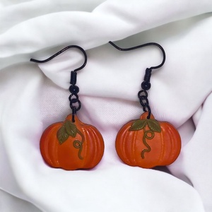Halloween tökök levéllel fülbevaló - Meska.hu