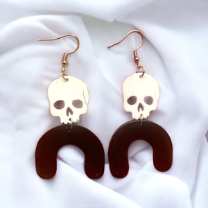 30. Fekete koponyás Halloweeni fülbevaló - Meska.hu