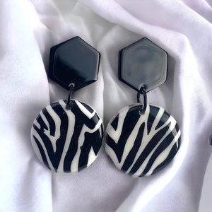 103. Zebramintás fülbevaló, Ékszer, Fülbevaló, Lógó fülbevaló, Ékszerkészítés, Gyurma, MESKA