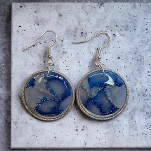 283. Kék kristályos fülbevaló ezüst szerelékkel - Meska.hu