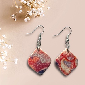 459. Színes köralakú fülbevaló, Ékszer, Fülbevaló, Lógós kerek fülbevaló, Gyurma, MESKA