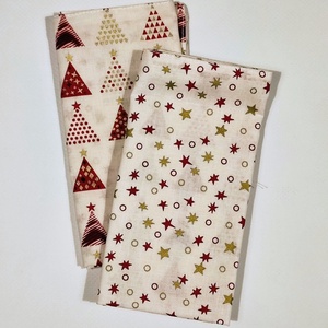 Kétoldalas karácsonyi szalvéta: fehér-piros/ 2 db, Karácsony, Karácsonyi lakásdekoráció, Ünnepi asztaldekoráció, Varrás, MESKA