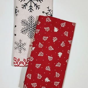 Kétoldalas karácsonyi szalvéta: fehér-ezüst -piros/ 2 db - Meska.hu