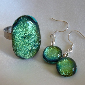 Dichroic gyürű, fülivel - Meska.hu