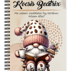 Személyre szabható - Könyvmoly kávés manó mintás A5-ös füzet, Otthon & Életmód, Papír, írószer, Jegyzetfüzet & Napló, , MESKA
