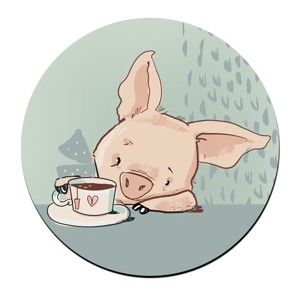 Tea idő - Malacka mintás bögre alátét - otthon & életmód - konyhafelszerelés, tálalás - tálalás - tányér- és poháralátét - Meska.hu