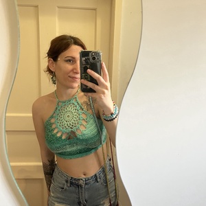Mandala horgolt crop top - ruha & divat - női ruha - top - Meska.hu