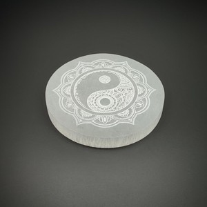 Szelenit korong yin yang mandala mintás 9-10cm - Meska.hu