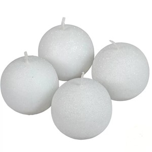 Bársony glitter gömb gyertya 60 mm - fehér szett - kellékek & szerszámok - dekorációs kellékek - dekorációs gyertya - Meska.hu