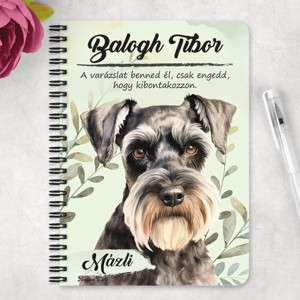 Személyre szabható - Törpe schnauzer portré mintás A6-os füzet - otthon & életmód - papír, írószer - jegyzetfüzet & napló - Meska.hu
