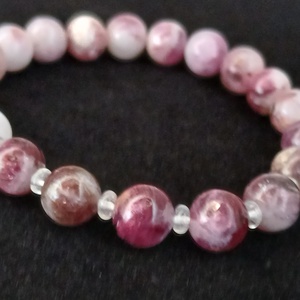 Lepidolit hegyikristállyal- a lélek csendes megtisztulasa s, Ékszer, Karkötő, Ásványkarkötő, Ékszerkészítés, MESKA