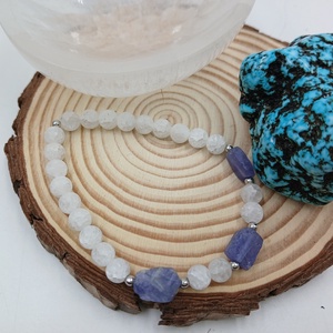 Tanzanit-Hegyikristály- a lelki tisztaság fénye, Ékszer, Karkötő, Ásványkarkötő, Ékszerkészítés, MESKA