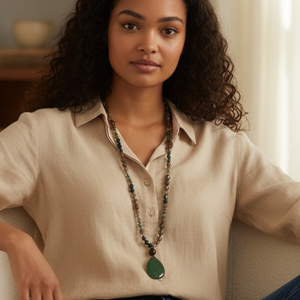 Füstkvarc, aventurin hosszú nyaklánc- kézzel készült ásvány ékszer - ékszer - nyaklánc - hosszú nyaklánc - Meska.hu