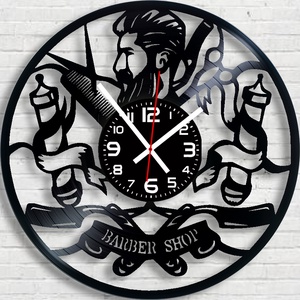 Barber shop bakelitlemez falióra!, Otthon & Életmód, Dekoráció, Fali és függő dekoráció, Falióra & óra, Gravírozás, pirográfia, MESKA